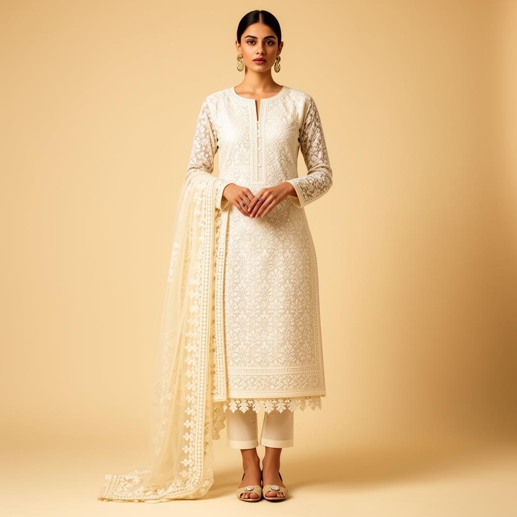 Ivory Chikankari set